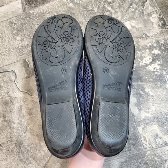 Dansko Olivia Navy Blue Suede Leather Confetti Polka Dot Comfort Loafers 38 - Picture 6 of 7